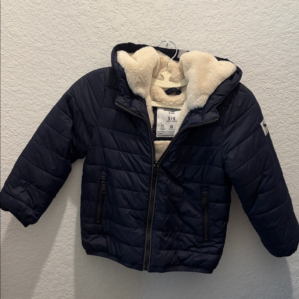 Abercrombie Kids Navy Jacket with Cream Fleece